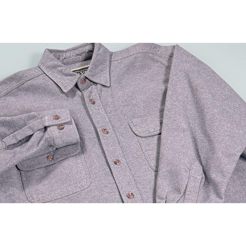 FIELD & STREAM Solid Gray 100% Cotton Mens Heavyweight Workwear Shirt - Large
